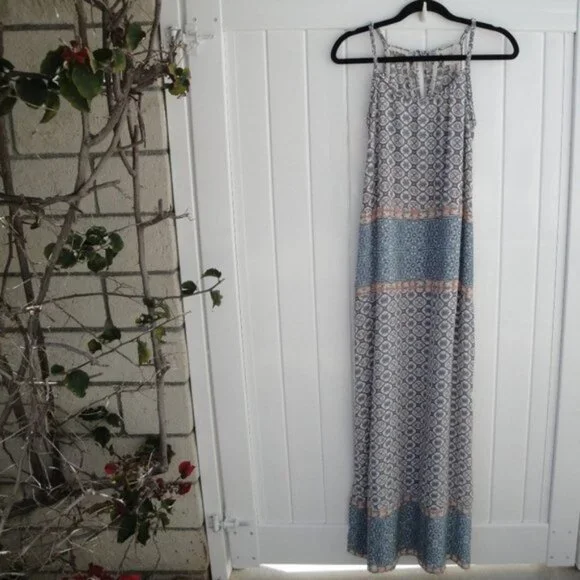 Knox Rose Womens Dress Maxi Long Size XS Sleeveless Tie Neck Boho Bohemian - Picture 2 of 6
